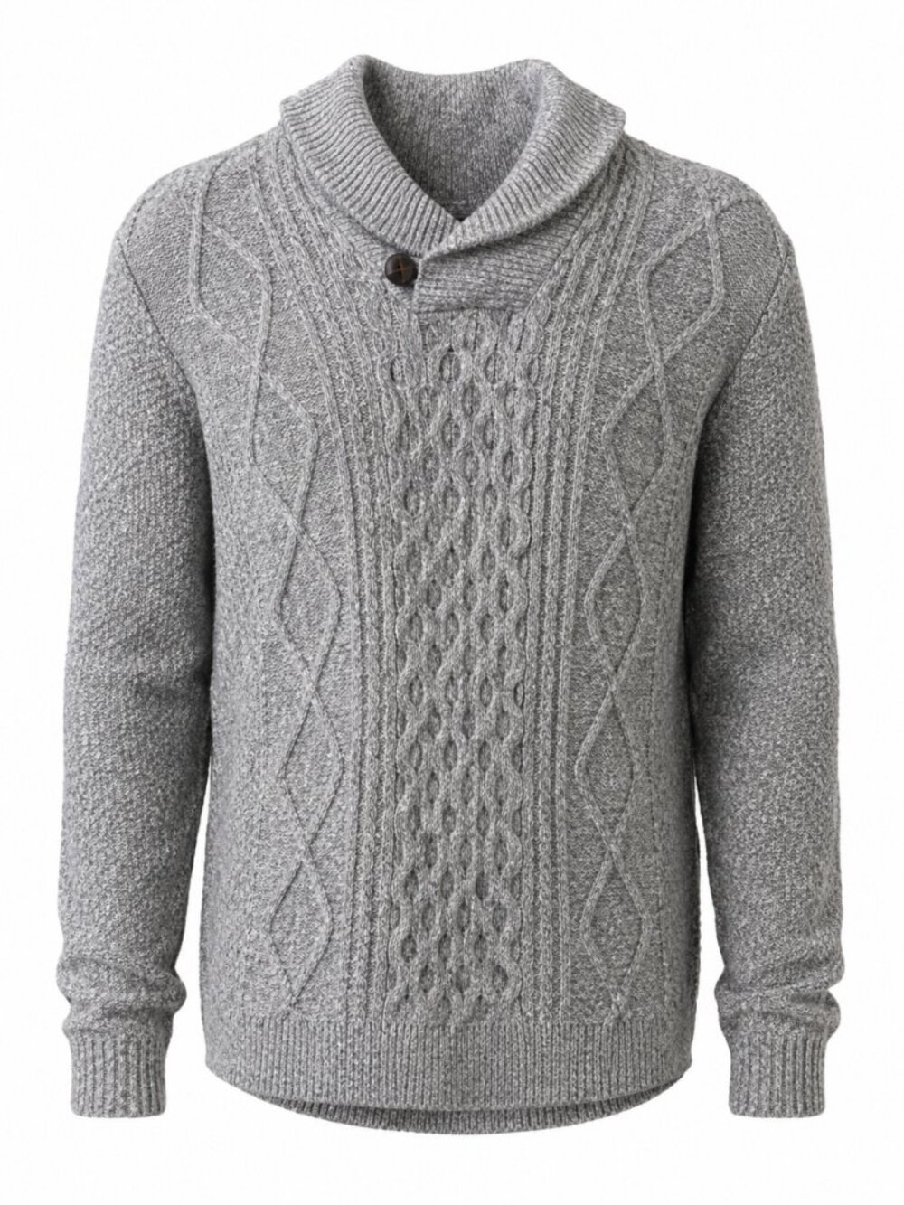 WindRiver Heritage Grey Cable Knit Shawl Collar Sweater Men's XL